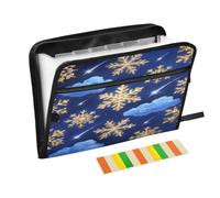 Organizer File Folder 13 Pockets A4 Letter Size with Zipper Closure for School Home Office Classroom Merry Christmas Gold Snowflakes carpetas de