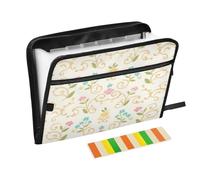 Organizer Folder 13 Pockets A4 Letter Size with Zipper Closure for Business Retro Paisley Flower Pink Gold para guardar