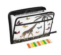 Organizer Folder 13 Pockets A4 Letter Size with Zipper Closure for Office Supplies Wild Animal Giraffe American Anime Style Black carpetas de