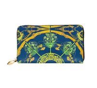 Organizer Ladies Long Leather Clutch Zip Around Wallet Large Capacity | Yin Yang Totem 12 Card Slots, Coin Pocket & Compartments For Daily Use And Travel