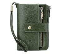 Organizer Men's Double Loose Leaf Short Solid Color Function Korean Vertical Wallet (Green, One Size)