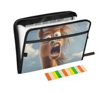 Organizer with Pocket 13 Pockets A4 Letter Size with Zipper Closure for Folder for School Cartoon Funny Horse Fear expando