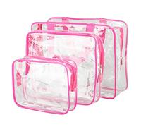 Organizing Bags, PVC with 3 Pcs Makeup Bag Toiletry Bag for Makeup Storage (Rose Red)