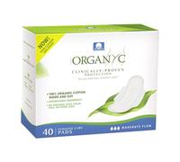 Organyc - 100% Certified Organic Cotton Inside and Out Feminine Pads, Sanitary Napkin 40 Count, Moderate Flow, Regular Absorbency, New Larger Size Packaging