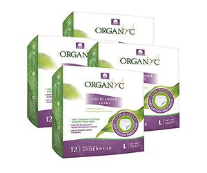 Organyc Bladder Control Underwear for Women - Organic Cotton Protective Underwear for Incontinence, Leak Protection, Odor Protection and Sensitive Skin, Medium, 56 Count