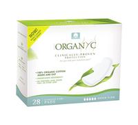 Organyc New and Improved 100% Certified Organic Cotton Inside and Out Overnight Feminine Pads, Heaviest Flow, Super Absorbency, 28 Count