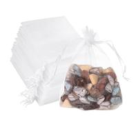 Organza Bags 10x15cm, 100 Pcs Drawstring Organza Gift Bags White Wedding Favour Jewellery Storage Pouches Net Mesh Bag for Gifts Sweets Birthday Party