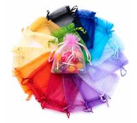 Organza Bags 13x18cm Multicolour Mesh Gift Pouches 100pcs Drawstring Jewellery Bags for Wedding Favours Sweet Treats Soap Packaging Lavender Sachets Christmas Party Goody Bags Craft Storage