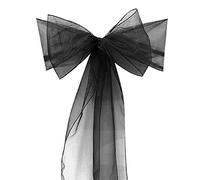 Organza Chair Sashes Wider Fuller Cover Party Decoration (Black, 10Pcs)