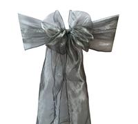 Organza Chair Sashes Wider Fuller Cover Party Decoration (Silver, 10Pcs)