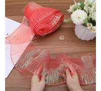 Organza Chiffon Ribbon 5 Yards Multicolor Ruffle Ribbon Trim for Sewing and Crafts(Iridescent Red)