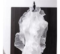 Organza Chiffon Ribbon 5 Yards Multicolor Ruffle Ribbon Trim for Sewing and Crafts(White)