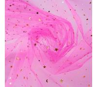 Organza Chiffon Ribbon Glitter Tulle Fabric Star Moon Sequin DIY Craft Decor 1.5m x 3 Yards Multicolor(Rose Red)