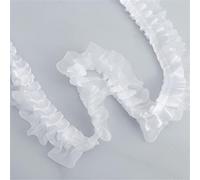 Organza Chiffon Ribbon Ruffle Ribbon Lace Trim Multicolor 5 Yards 3.8cm Wide Double Layer Pleated Satin Organza(White)