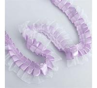 Organza Chiffon Ribbon Ruffle Ribbon Lace Trim Multicolor 5 Yards 3.8cm Wide Double Layer Pleated Satin Organza(Purple)