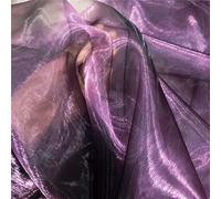 Organza Fabric,Magic Rainbow Laser Gradient Organza Fabric,Iridescent Holographic Gauze Fabrics,Soft Sheer Silky Tulle Fabrics for Wedding Dress Bridal Decor 1.5m Wide (Purple-Red,1 m)