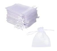 Organza Gift Bags 120 Pcs Jewellery Pouches Organza Bag Mesh Wedding Favour Gift Bags with Drawstring for Jewelry Makeup Candy Valentine Party Christmas Festival Packing(White)