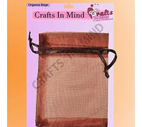 Organza Gift Bags by Crafts In Mind | 11X16CM | 25/50/100pcs Wedding Favour Bags Jewellery Pouches | Choose from 20 Colours (Chocolate, Pack of 25)