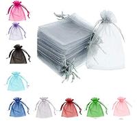 Organza Gift Pouches - 7x9cm Jewellery & Sweet Bags, Sheer Drawstring Pouches - Perfect for Sunflowers Seeds & Lavender (Silver, 7 x 9 cm - 100 pcs)