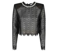 Organza Lace Top, female, Self Portrait, Long Sleeve T-Shirts, Black, S, Tops S