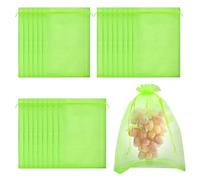 Organza Mesh Bags, RIFNY 50 PCS 20x 30cm Fruit Protection Netting Drawstring Bags for Garden Protect Strawberry Blueberry Tomato from Bird Insect Pest (Green)