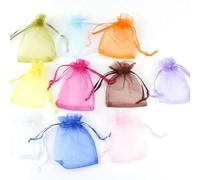 Organza pouch bulk, 50pcs 7x9 9x12 10x15 Organza Bags Jewelry Packaging Bags Engagement Wedding Party Decoration Drawstring Packaging Pouches(Mix Color,10X15CM)