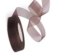 Organza Ribbon 12mm Roll. 44 M TRS Gift Wrap Ribbon, Ribbons for Gift Wrapping, Christmas Day Decorative Ribbon, Fabric Ribbon, Gift Wrapping Ribbon for Crafting, Wedding Party Decor (12mm, Brown)