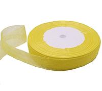 Organza Ribbon Gift Wrap Ribbon, Ribbons for Gift Wrapping, Christmas Ribbon, Gift Wrapping Ribbon for Crafting, Wedding Party Decor (12mm, Yellow)