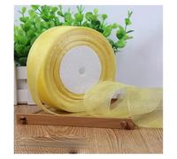 organza ribbon rolls, Organza Gift Wrap Ribbon Multicolor 12-50mm 50 Yards(Yellow,25MM)
