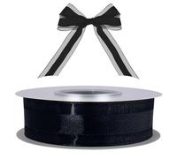 Organza & Satin Ribbons - 25mm Black, 45M, Perfect for Gift Wrapping, Hair, Wedding, Cake & Party Decoration