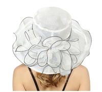 Organza Wide Brim Wedding Hats Womens Sun Hat Ladies Bridal Summer Gauze Cap for Church Floral Bride Party Elegant Large Ladies Fedoras Clear One Size