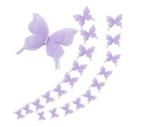 Organze Handmade 3D Butterfly Decorations, Multi-Use Back Buckle Ornaments for Curtains/Tablecloth/Clothing/Hair, Suitable for Bedroom/Living Room/Girl's Room/Wedding (20, Purple)