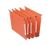 Esselte Orgarex A4 Lateral Suspension Files, 25 Pack, Orange, Recycled Card, V-Base, Integrated Side Labels