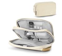 OrgaWise Cable Organiser Bag, Electronic Organizer Travel Case, Water Resistant Travel Accessories Bag Tech Pouch for Charger Adapter Power Bank Hard Drive (Beige)