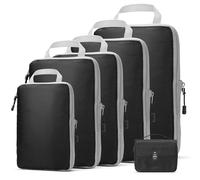 OrgaWise Extra Large Compression Packing Organiser 5/6 Set Cube Suitcase Storage Organizer Bag Expandable Packing Divider Pouch for Packing (Black)