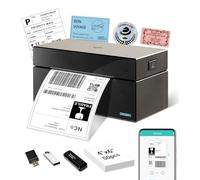 ORGBRO Shipping Label Printer Z1 Plus 4x6 Bluetooth Thermal Label Printer for Small Business, Postage, Address, Support iOS, Android, PC, Compatible with Shopify, eBay, Etsy, Evri, Black