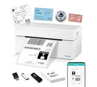 ORGBRO Shipping Label Printer Z1 Plus 4x6 Bluetooth Thermal Label Printer for Small Business, Postage, Address, Support iOS, Android, PC, Compatible with Shopify, eBay, Etsy, Evri, White