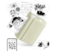 ORGBRO Sticker Printer, X3 Mini Bluetooth Thermal Portable Sticker Maker Supports 2-3 Inch Width, with 1 Roll Thermal Paper, Suitable for Study Notes, Photos, 300DPI Compatible with Phone, Olive Green