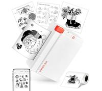 ORGBRO Sticker Printer, X3 Mini Bluetooth Thermal Portable Sticker Maker Supports 2-3 Inch Width, with 1 Roll Thermal Paper, Suitable for Study Notes, Photos, 300DPI Compatible with Phone, White