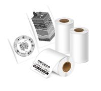 ORGBRO Thermal Sticker Labels, 57mm × 3m Self-Adhesive Thermal Sticker Paper for X3 Printer, Multi-Purpose Continuous Label Tape for Study Notes, Photo, Office, Home, Black on White, 3 Rolls, White