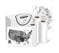 ORGBRO Thermal Sticker Labels, 80mm × 3m Self-Adhesive Thermal Sticker Paper for X3 Printer, Multi-Purpose Continuous Label Tape for Study Notes, Photo, Office, Home, Black on White, 3 Rolls, White
