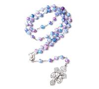 Orgcity Catholic Rosary Beads Necklace for Women Children, Silver Rosary with Forgiveness Cross for Catholic Mom, Grandma, Elderly, First Communion Gifts, Stainless Steel, No Gemstone