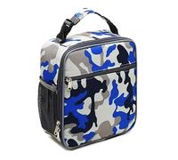 OrgeMaan Insulated Lunch Bag Portable Leakproof Lunch Box for Boys Girls Women Men Kids Adults to School Office Durable Cooler Bag with Side Mesh Pocket for Outdoor Picnic Camping (Camo Blue)