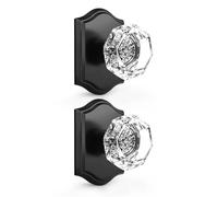Orger Crystal Interior Dummy Door Knobs, Non-Turning Decorative Inactive Knobs for Single Side for Closet/French Doors, Black Vintage Dummy Door Knobs,2 Pack