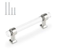 Orger Kitchen Cabinet Handles 10 Pack Silver Chrome Cabinet Pulls Clear Acrylic Handles 4" Hole Centers Dresser Drawer Knobs and Pulls for Bathroom Cabinets
