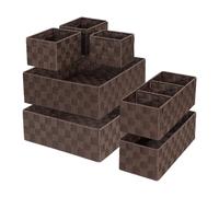 ORGMASTER Drawer Organizer, Cube Baskets for Storage Shelves, Handmade Small Woven Basket, Shallow Storage Bins for Organizing Desk, Dresser, Kitchen, Pantry, Nested 7 Pack, Brown