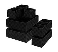 ORGMASTER Drawer Organizer, Cube Baskets for Storage Shelves, Handmade Small Woven Basket, Shallow Storage Bins for Organizing Desk, Dresser, Kitchen, Pantry, Nested 7 Pack, Black