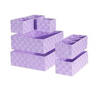ORGMASTER Drawer Organizer, Cube Baskets for Storage Shelves, Handmade Small Woven Basket, Shallow Storage Bins for Organizing Desk, Dresser, Kitchen, Pantry, Nested 7 Pack, Purple