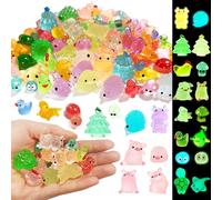 OrgMemory 120 PCS Mini Luminous Resin Animals, 12 Styles, Small Plastic Animal Figures, Tiny Resin Animals for Micro Landscape Fairy Aquarium Dollhouse Decor, Glow in The Dark