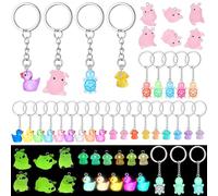 OrgMemory 36 Pcs Cute Keychain, 4 Styles, Mini Backpack Keychain, Mini Keyring, Animal Keyrings, Luminous Positive Keychains for Family Friend Kids Gifts Fit Mobile Key Wallet Backpacks Decor